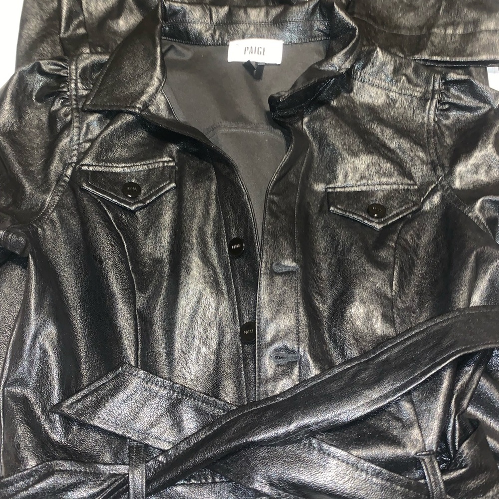 Revolve Paige Annessa black pleather jumpsuit 8 - Picture 5 of 7